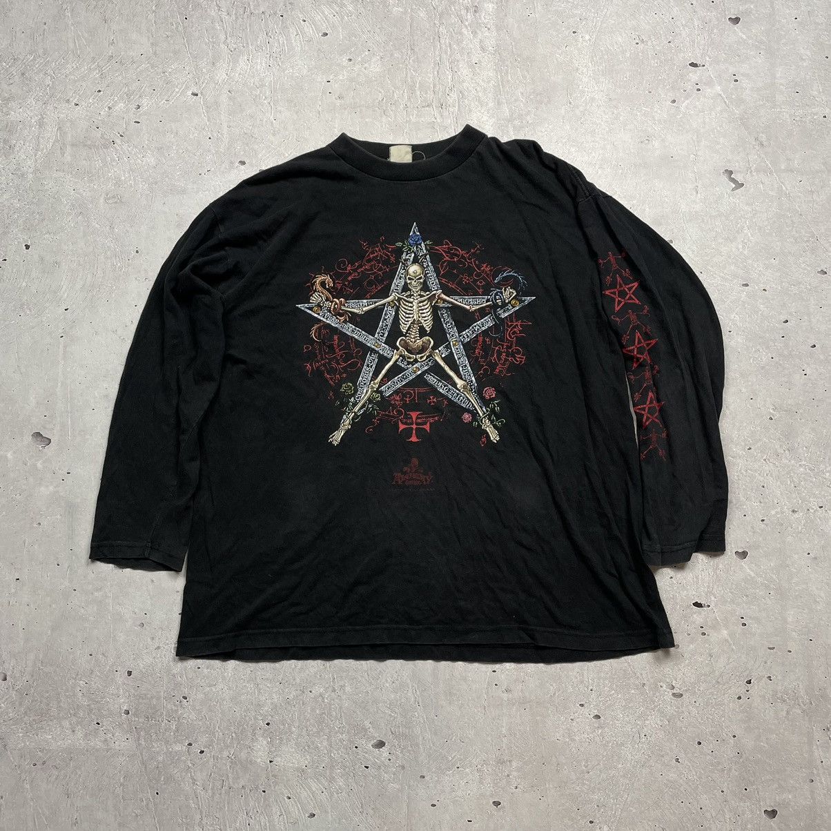 Band Tees × Vintage Vintage 90s Y2K Alchemy Gothic Skeleton Long Sleeve Tee Size US XL / EU 56 / 4 - 1 Thumbnail