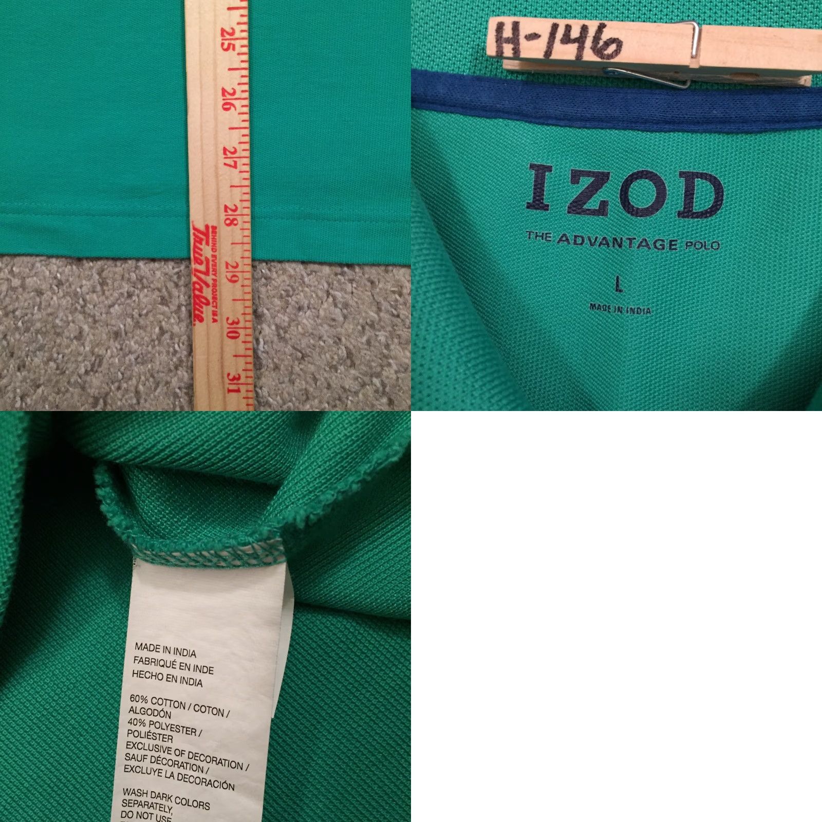 Izod Izod Polo Shirt Mens L Green Knit Short Sleeve Polo Men Size L Green Knit Solid Polo Shirt Mens Green IZOD Short Sleeve Polo shirt Size US L / EU 52-54 / 3 - 8 Thumbnail