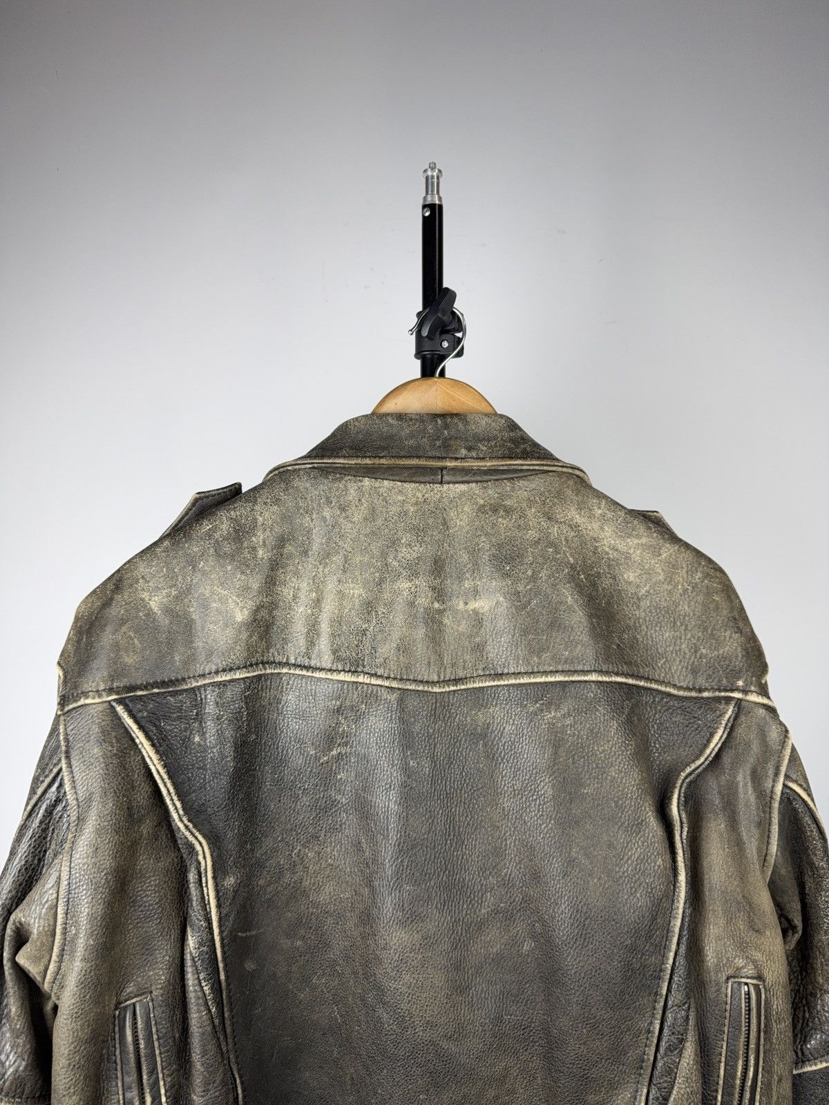 Genuine Leather Retro 80s Leonardo Distressed Leather Punk Biker Moto Jacket Size US M / EU 48-50 / 2 - 19 Thumbnail