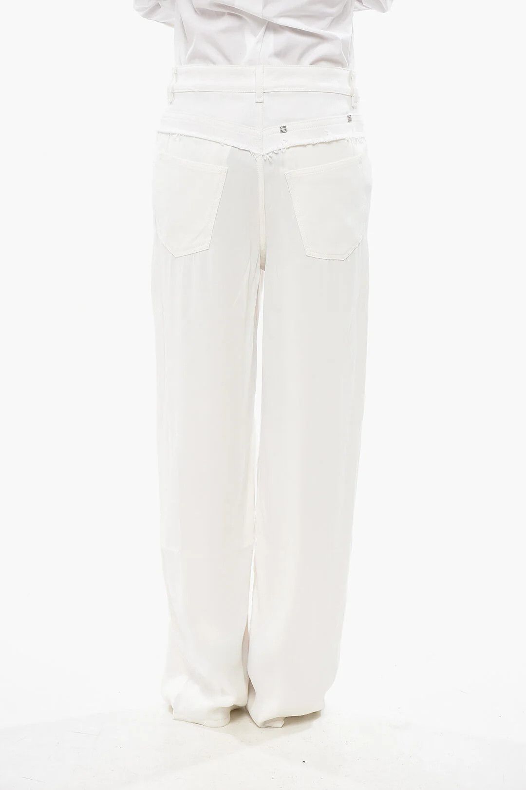 Givenchy og1mm0326 Wool Palazzo Pant in White Size 29" - 2 Thumbnail