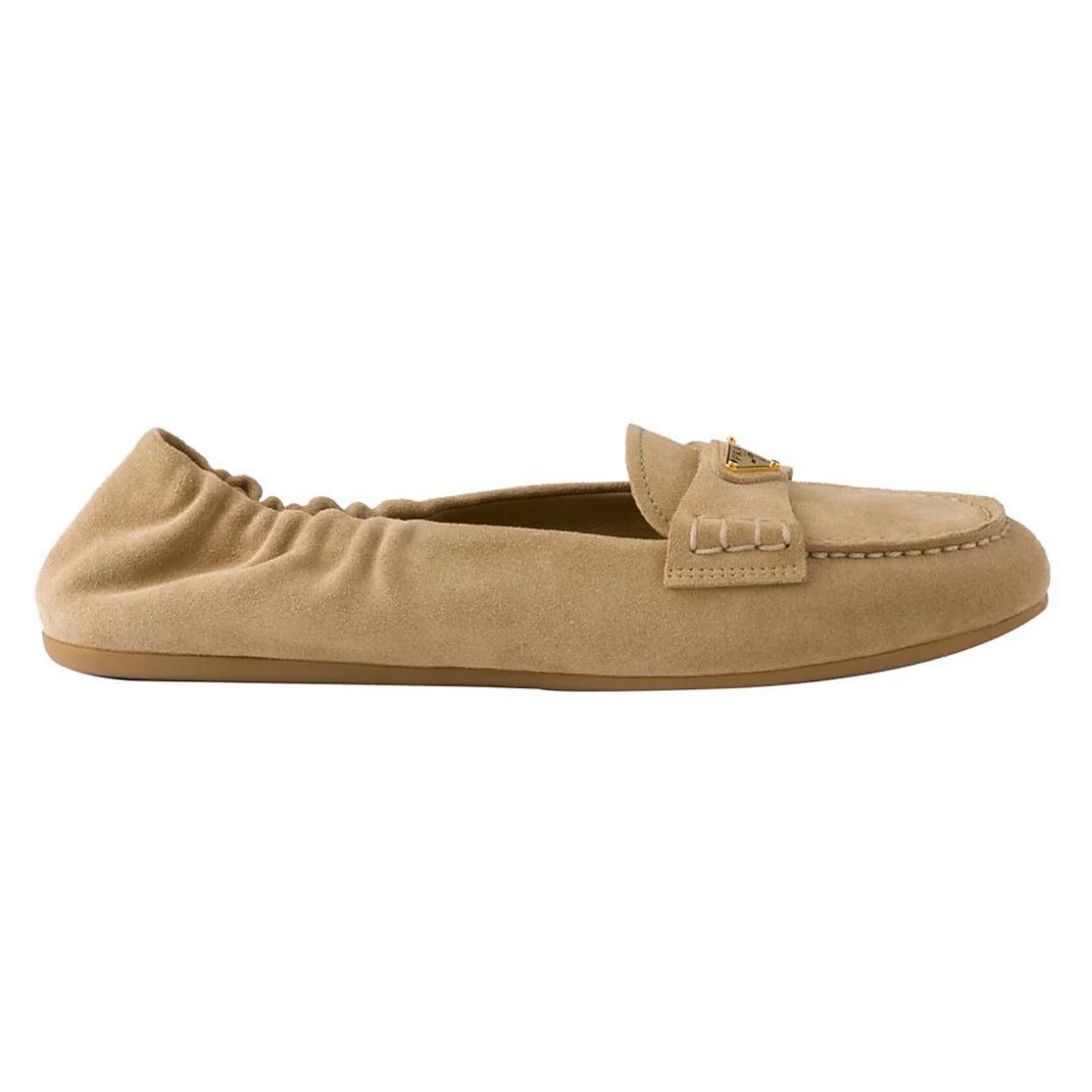 Prada Prada Ecru Beige Suede Logo Scrunch Loafer Flat 38 Size US 8 / IT 38 - 3 Thumbnail