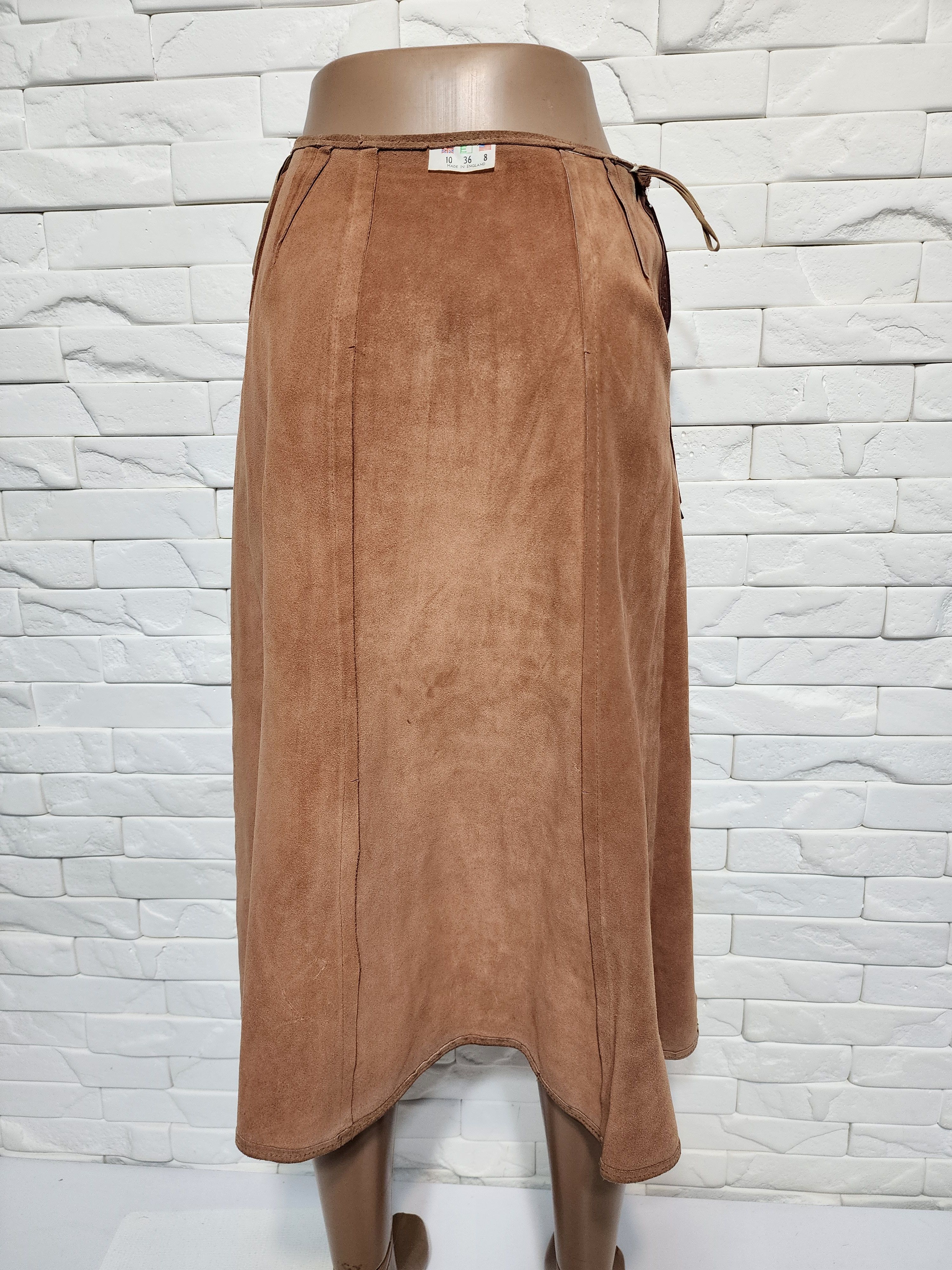 Genuine Leather Brown Suede Leather Skirt: 25" Waist Size 25" / US 0 / IT 36 - 7 Thumbnail