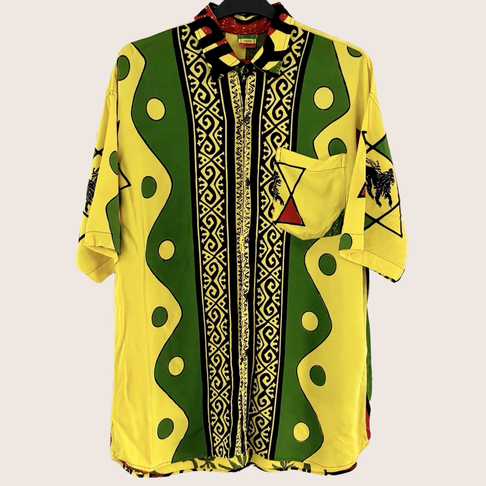 Roots VINTAGE Roots Rasta Reggae Shirt Mens Carnival Festival Freedom XL Multicoloured Short Sleeve Button-Up Collared Rayon Reggae Rasta Theme Size US XL / EU 56 / 4 - 1 Thumbnail