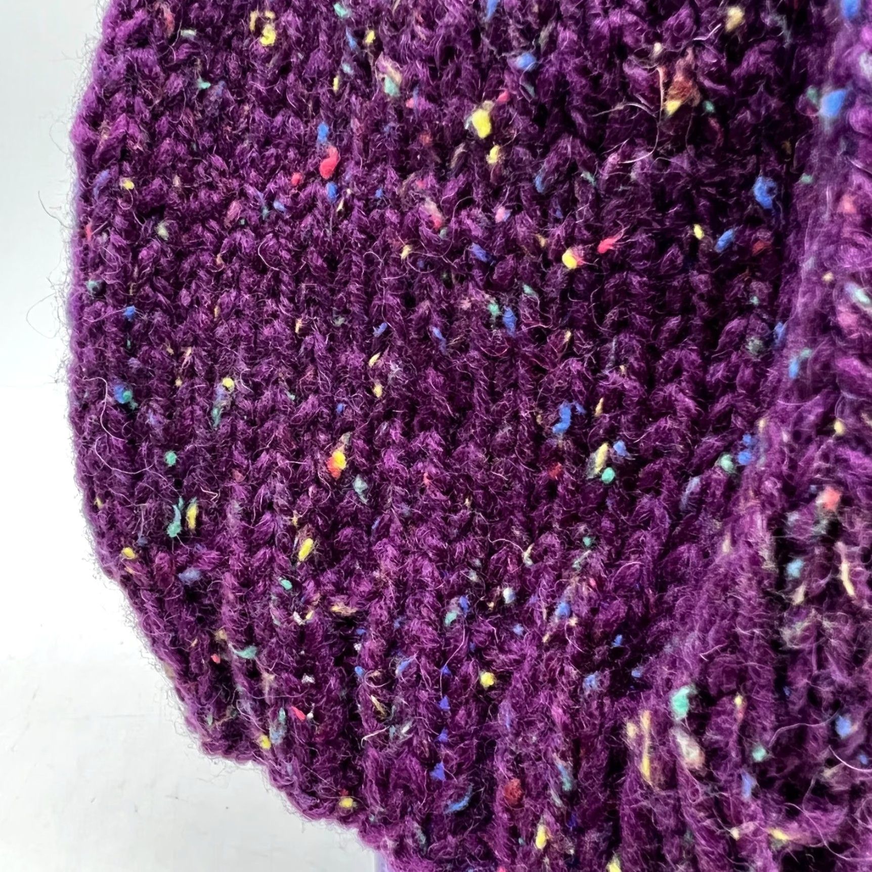 Vintage VINTAGE Hand Knitted Purple Beanie Hat One Size Ski Cap - Teens - Acrylic - Made in USA Size ONE SIZE - 2 Thumbnail