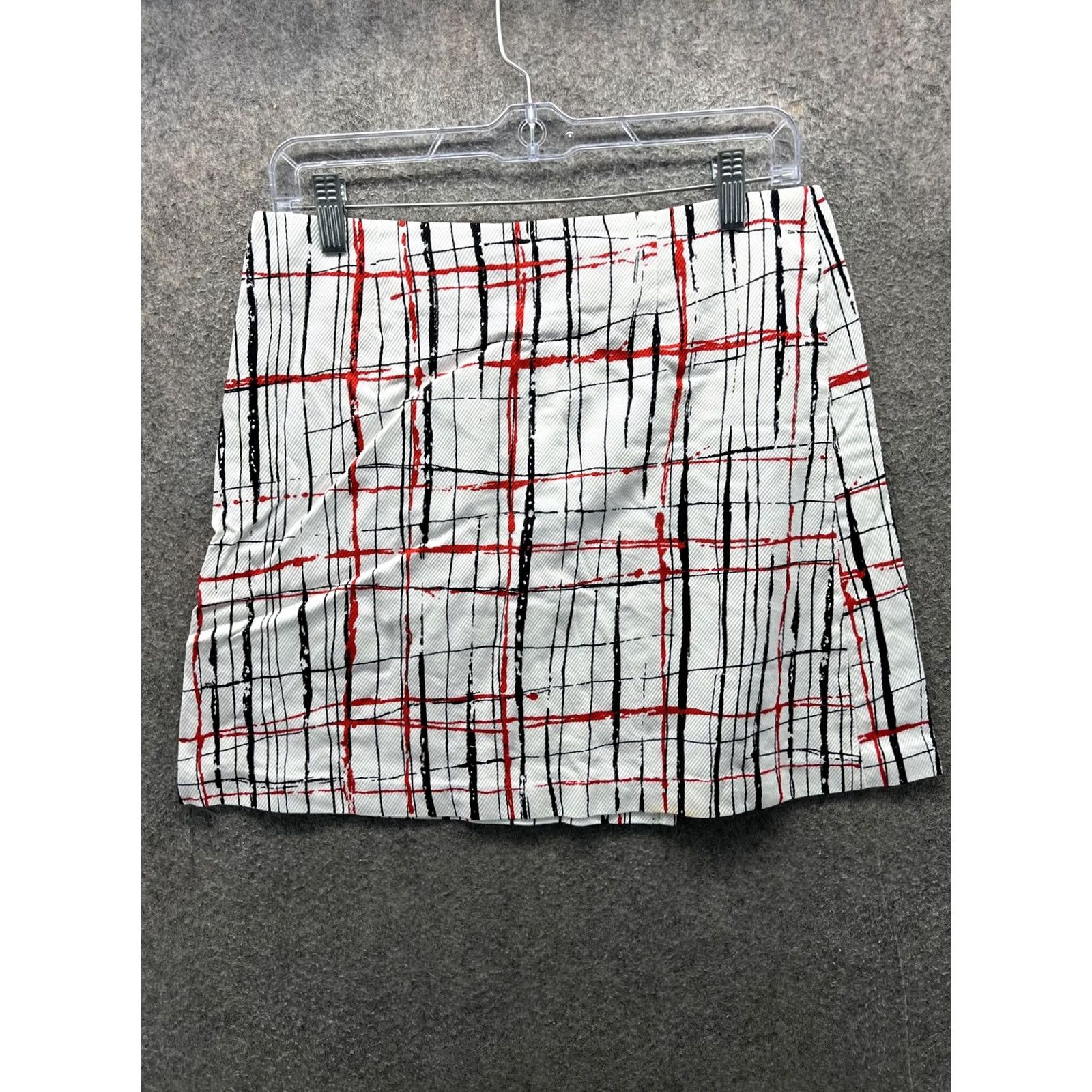 Trina Turk Trina Turk Skirt Womens 8 White Plaid Cotton Blend Twill Mini Pencil Pockets Slit Zip Front Size 30" / US 8 / IT 44 - 6 Thumbnail