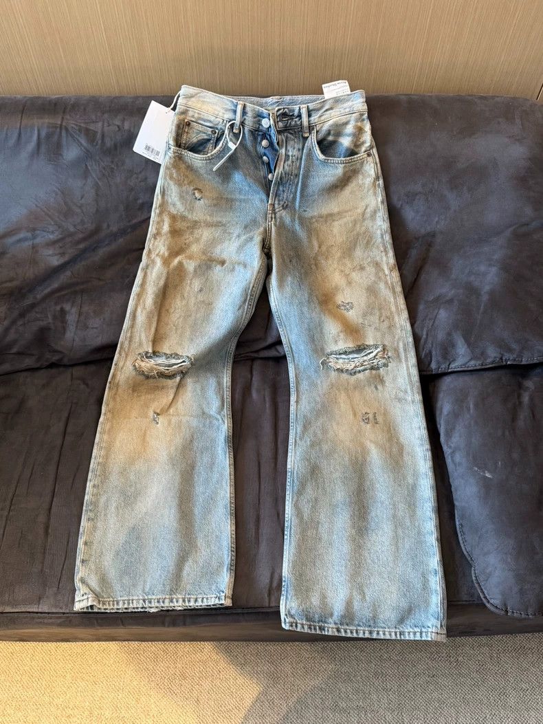 Acne Studios Acne Studios Distressed dyed mid-waist loose, ripped wide- Size US 30 / EU 46 - 1 Thumbnail