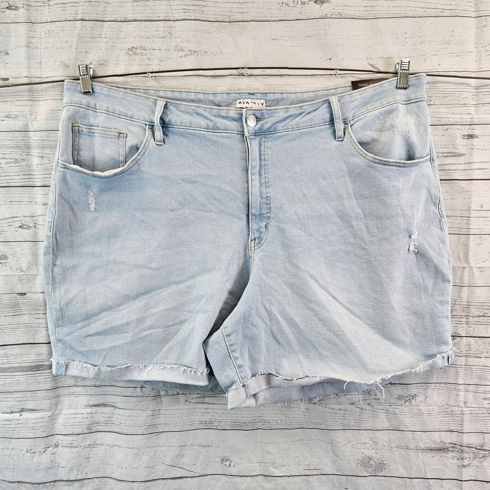 Vintage VINTAGE Ava & Viv Womens Denim High Rise Shorts 26W Blue Distressed No Gap Waistband Girls Womens Size 26" / US 2 / IT 38 - 2 Thumbnail