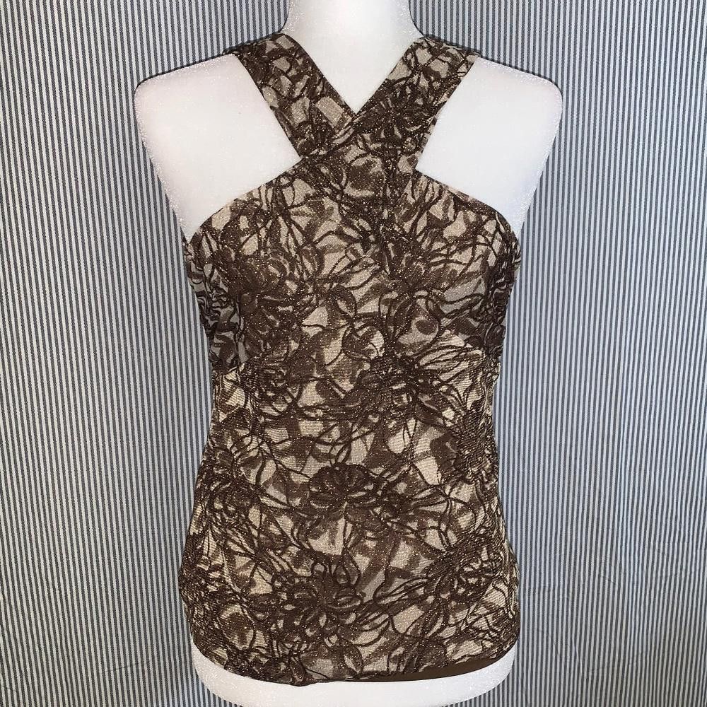 Ann Taylor NWT Ann Taylor Criss-Cross Neck Shimmer Blouse, MP Size M / US 6-8 / IT 42-44 - 1 Thumbnail
