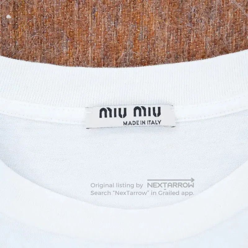 Miu Miu Miu Miu White Embroidered Women's T-Shirt . Size XS / US 0-2 / IT 36-38 - 4 Thumbnail