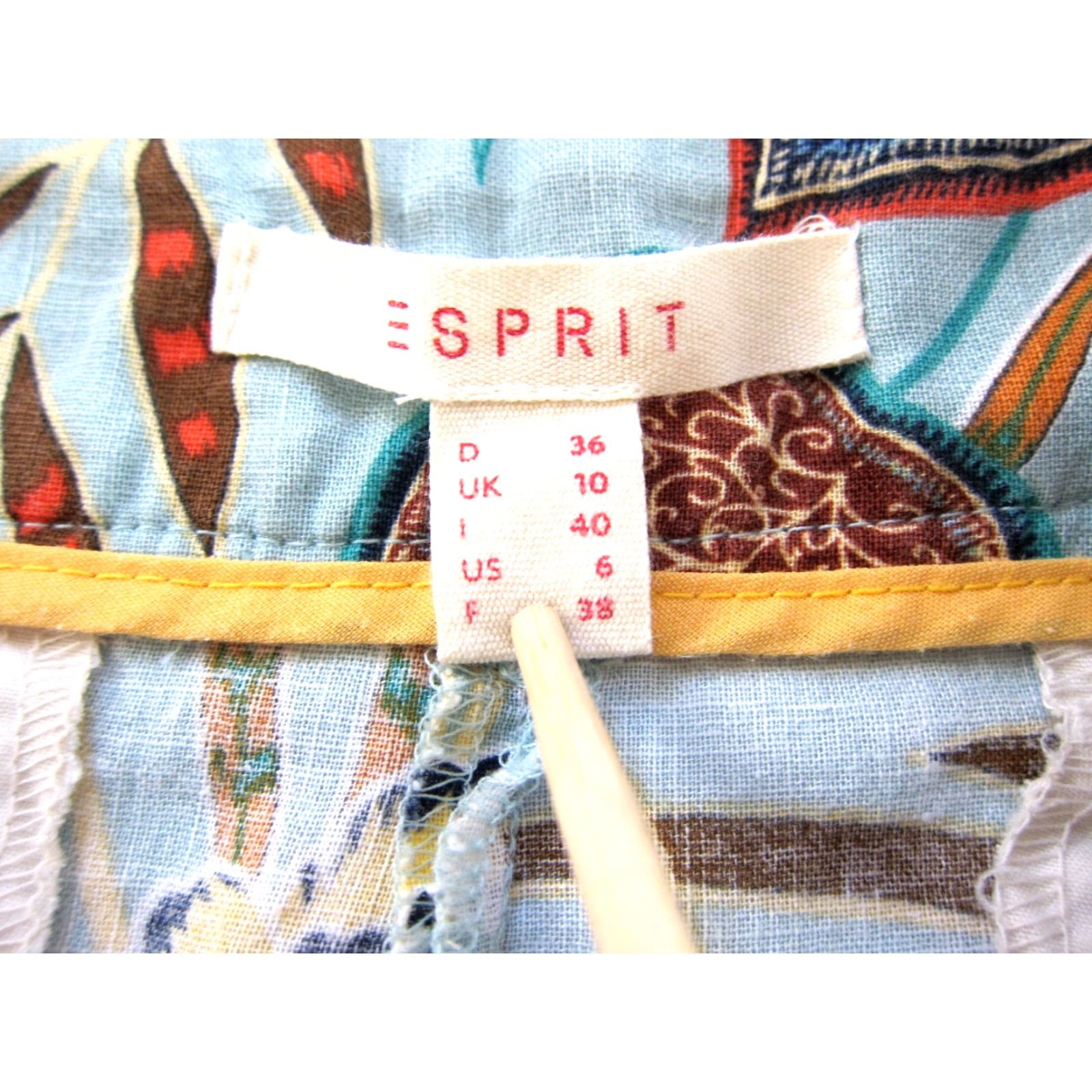 Esprit Esprit Pants Women Wide Leg Cropped Floral Linen Cotton Blue Yellow Brown Size 6 Size 28" / US 6 / IT 42 - 3 Thumbnail
