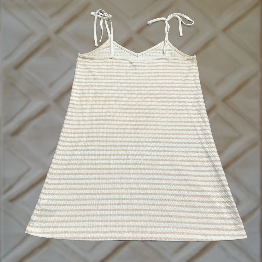 Madewell Madewell Striped Knit Cami Tank Dress Women Small Beige Tie Strap Stretch Dress Tank Style Sleeveless Slim Casual Summer Beig e Size S / US 4 / IT 40 - 1 Thumbnail
