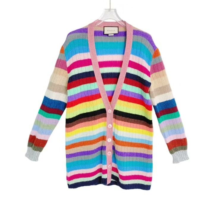 Gucci Gucci Striped V-Neck Knit Cardigan Size S / US 4 / IT 40 - 1 Thumbnail