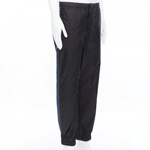 Prada PRADA 2018 black blue nylon side stripe toggle gabardine track pants L Size 30" / US 8 / IT 44 - 1 Thumbnail