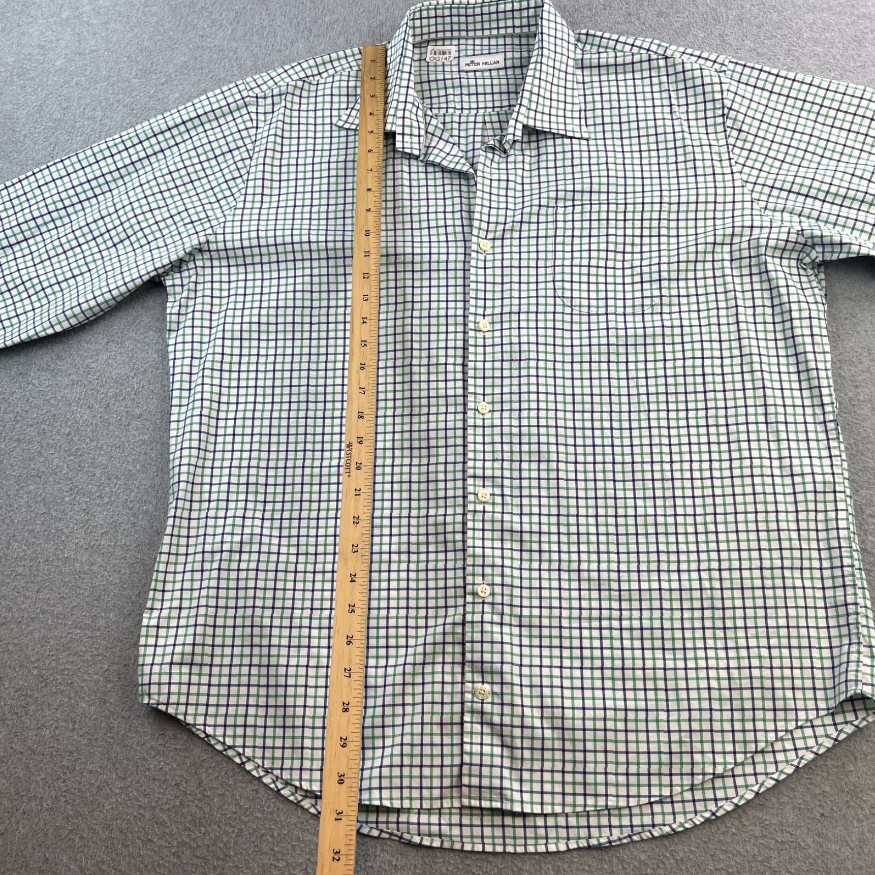 Peter Millar Peter Millar Shirt Mens Large Green Blue Check Button Down Dress Classic Preppy Shirt Size 42R - 3 Thumbnail