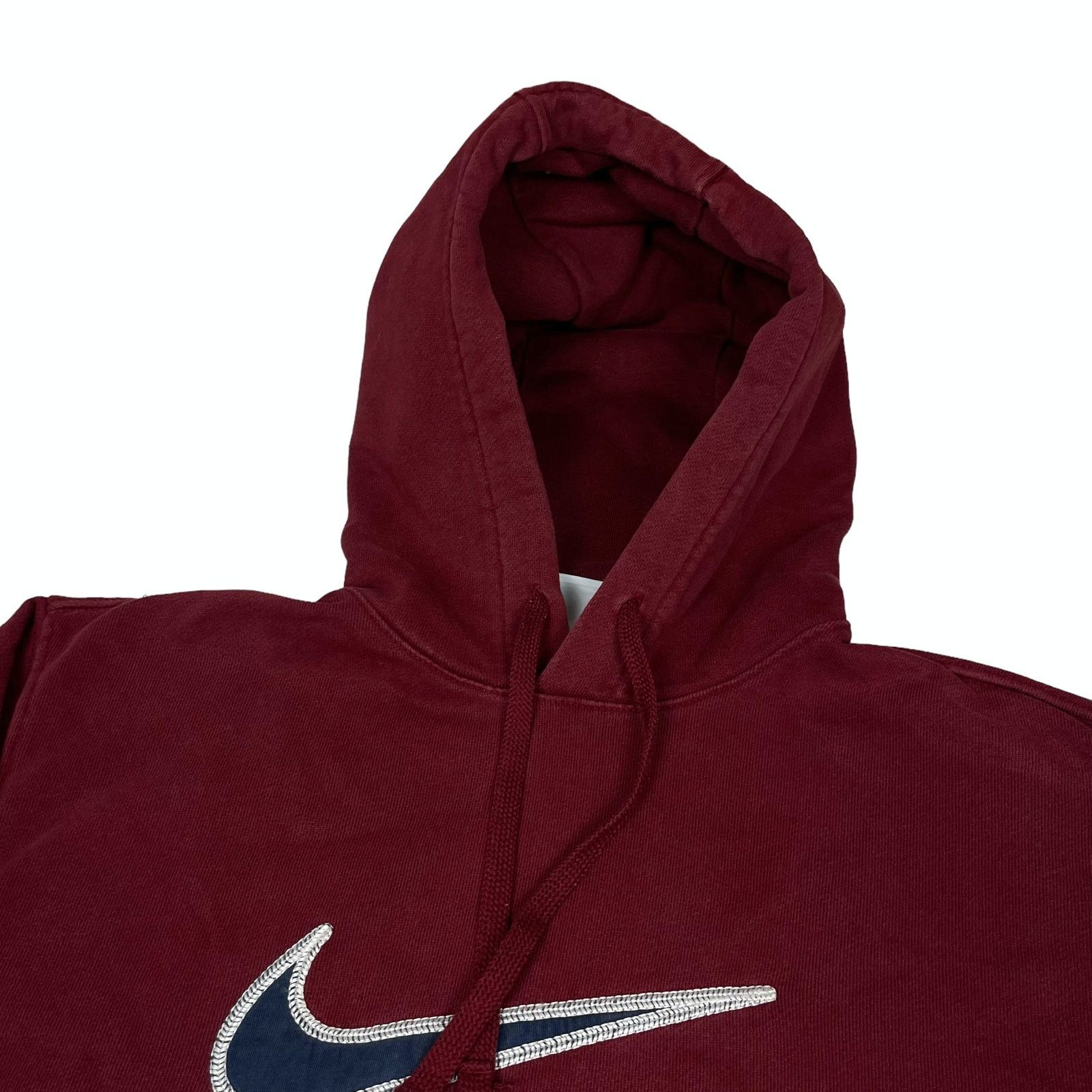 Nike × Vintage Nike Men's Red Cotton Swoosh Fleece Pullover Hoodie Medium Size US M / EU 48-50 / 2 - 2 Thumbnail