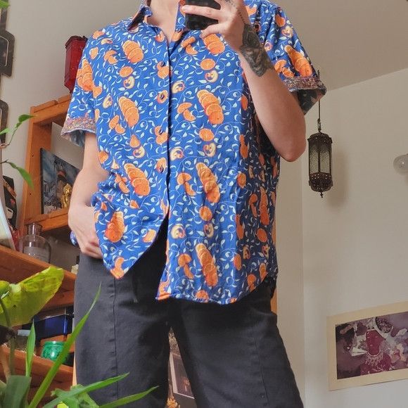 Robert Graham Robert Graham Blue Button Down Shirt Sliced Oranges - M Size US M / EU 48-50 / 2 - 4 Thumbnail