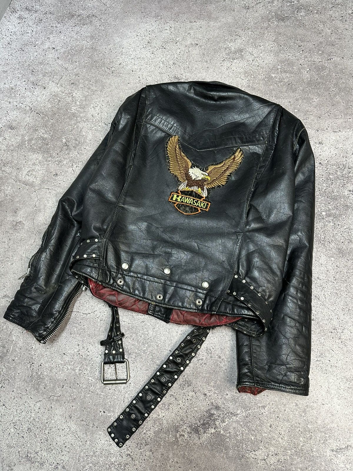 Vintage Vintage Kawasaki Leather Jacket Bomber Distressed 80’s Rare Size US M / EU 48-50 / 2 - 8 Thumbnail