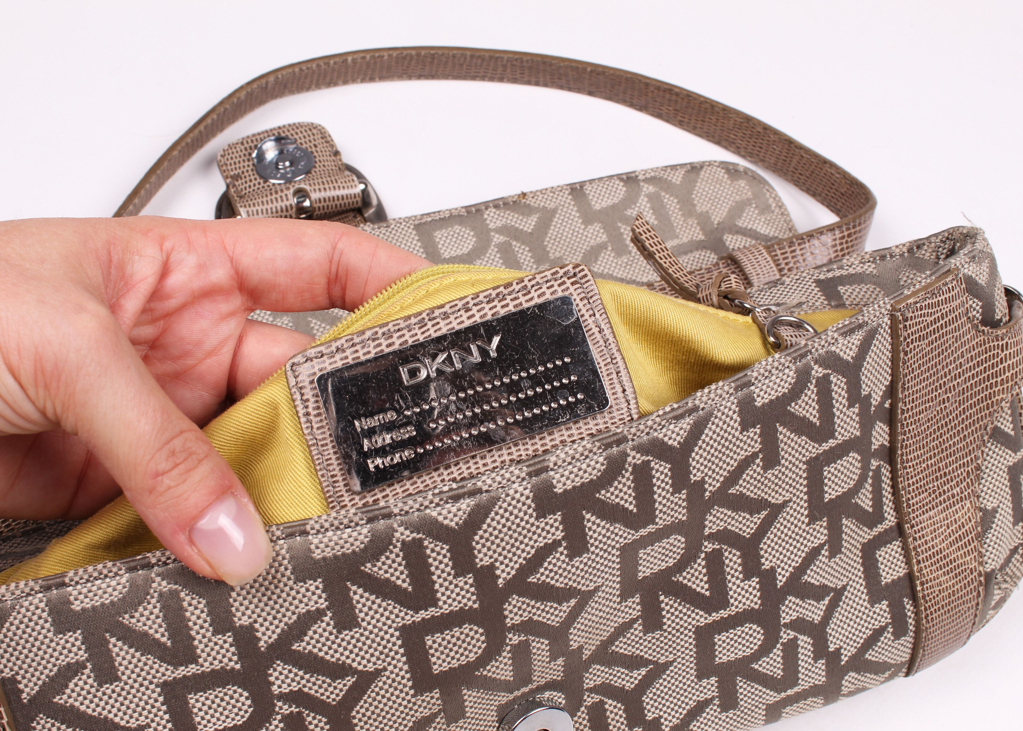 DKNY × Vintage Vintage DKNY Monogram Y2K Glam Small Shoulder Baguett Bag Size ONE SIZE - 4 Thumbnail