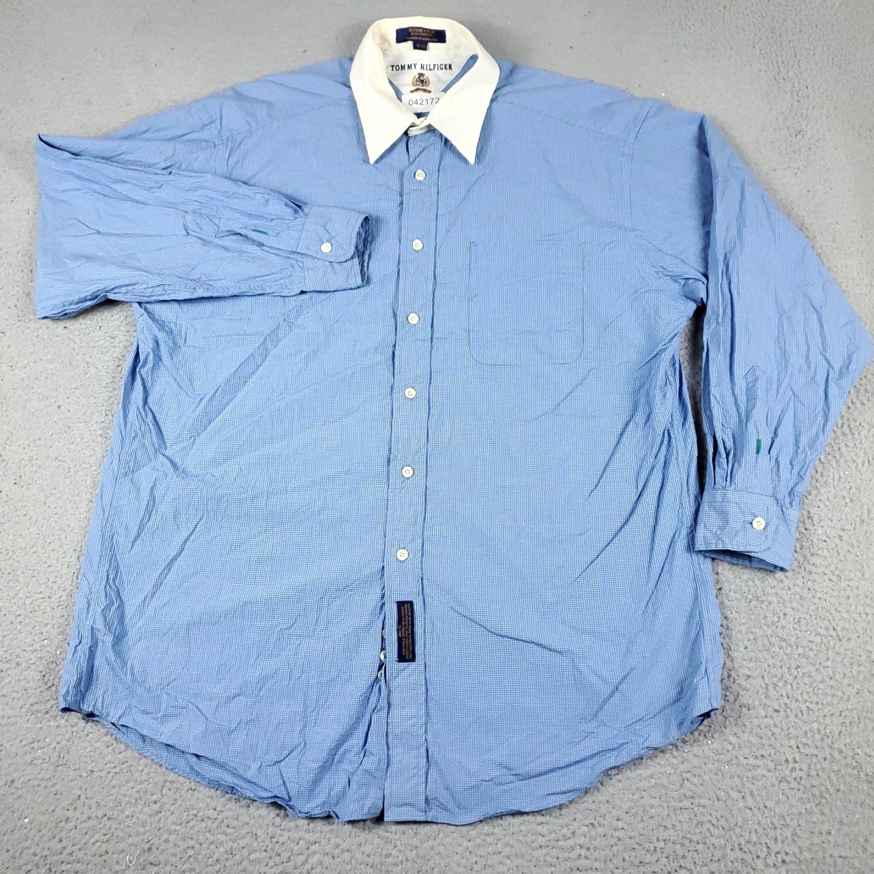 Tommy Hilfiger TOMMY HILFIGER Dress Shirt Mens 16 Blue Check Button-Up Long Sleeve Classic Preppy Size 42R - 2 Thumbnail