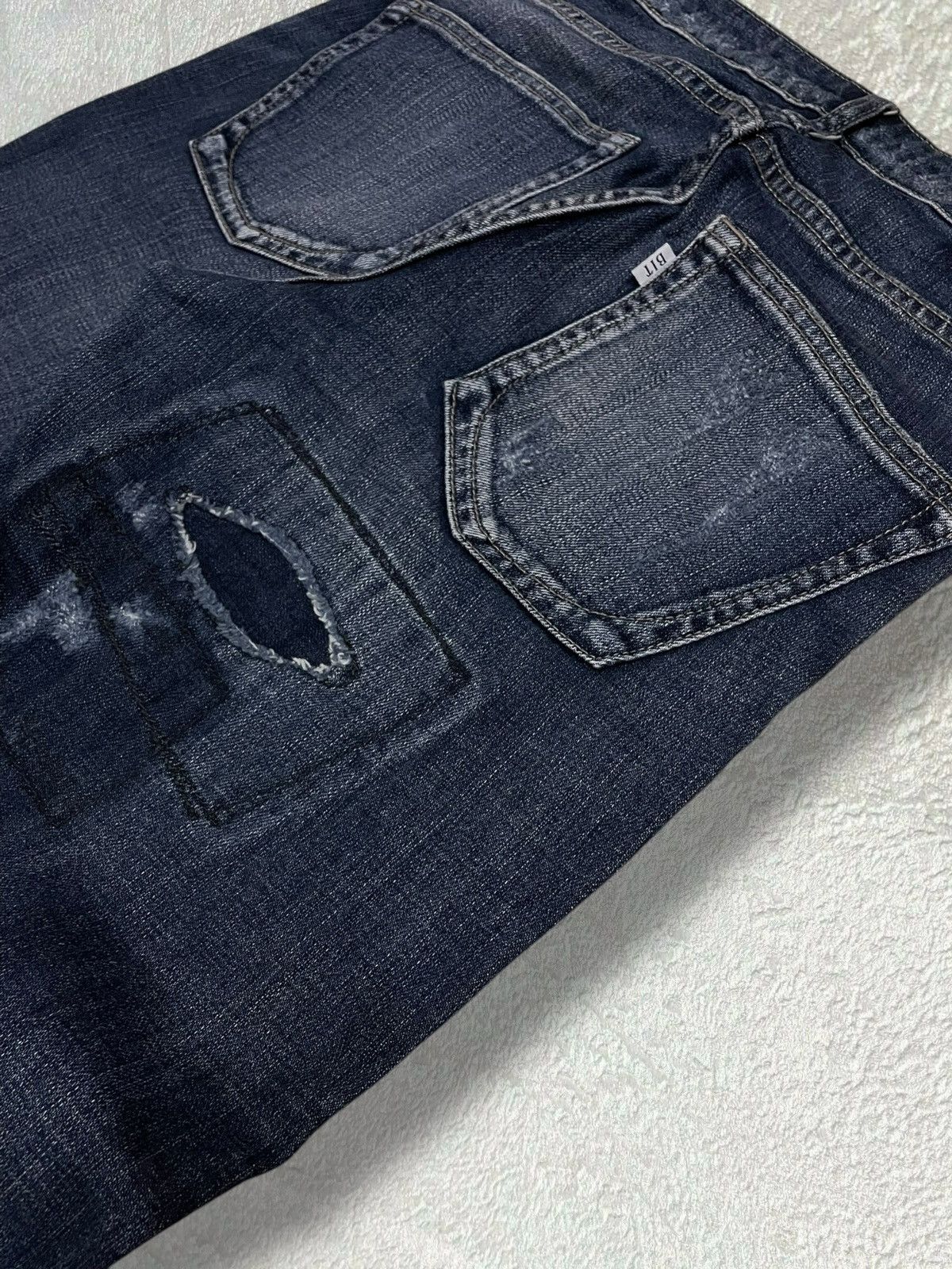 Japanese Brand Vintage 1990s Japan Bit Blue Distressed Patchwork Denim Size US 29 - 14 Thumbnail
