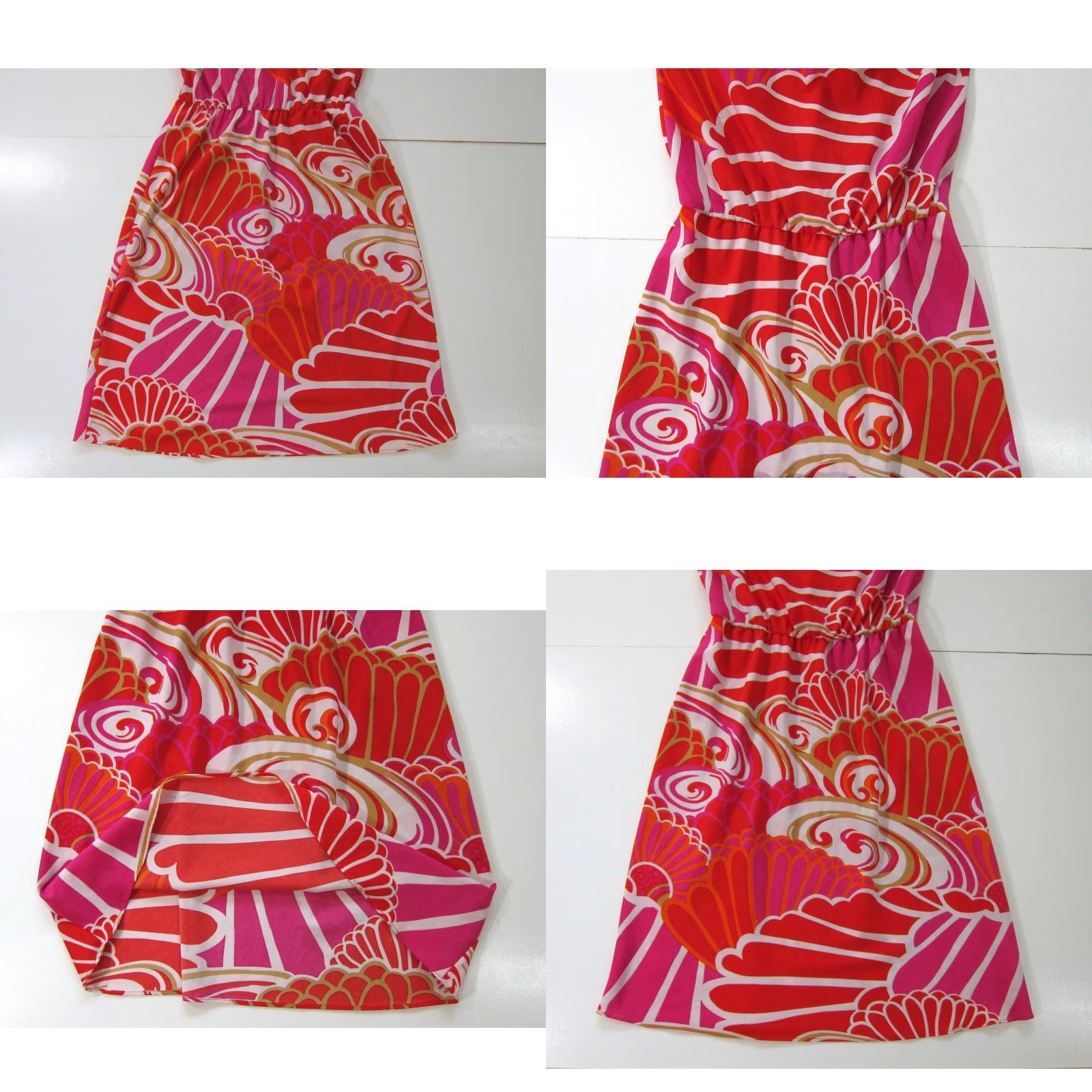 Vintage Natori Pink Orange White Geometric Cap Sleeve Tent A-Line Sheath Tunic Dress S Size S / US 4 / IT 40 - 8 Thumbnail