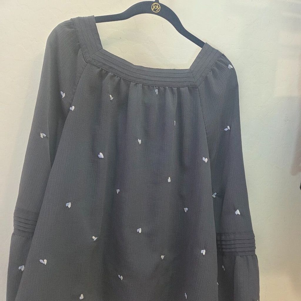 Lauren Conrad Lauren Conrad Blouse Blue W/Hearts Long Sleeve XXL Flowy Size XXL / US 16-18 / IT 52-54 - 3 Thumbnail