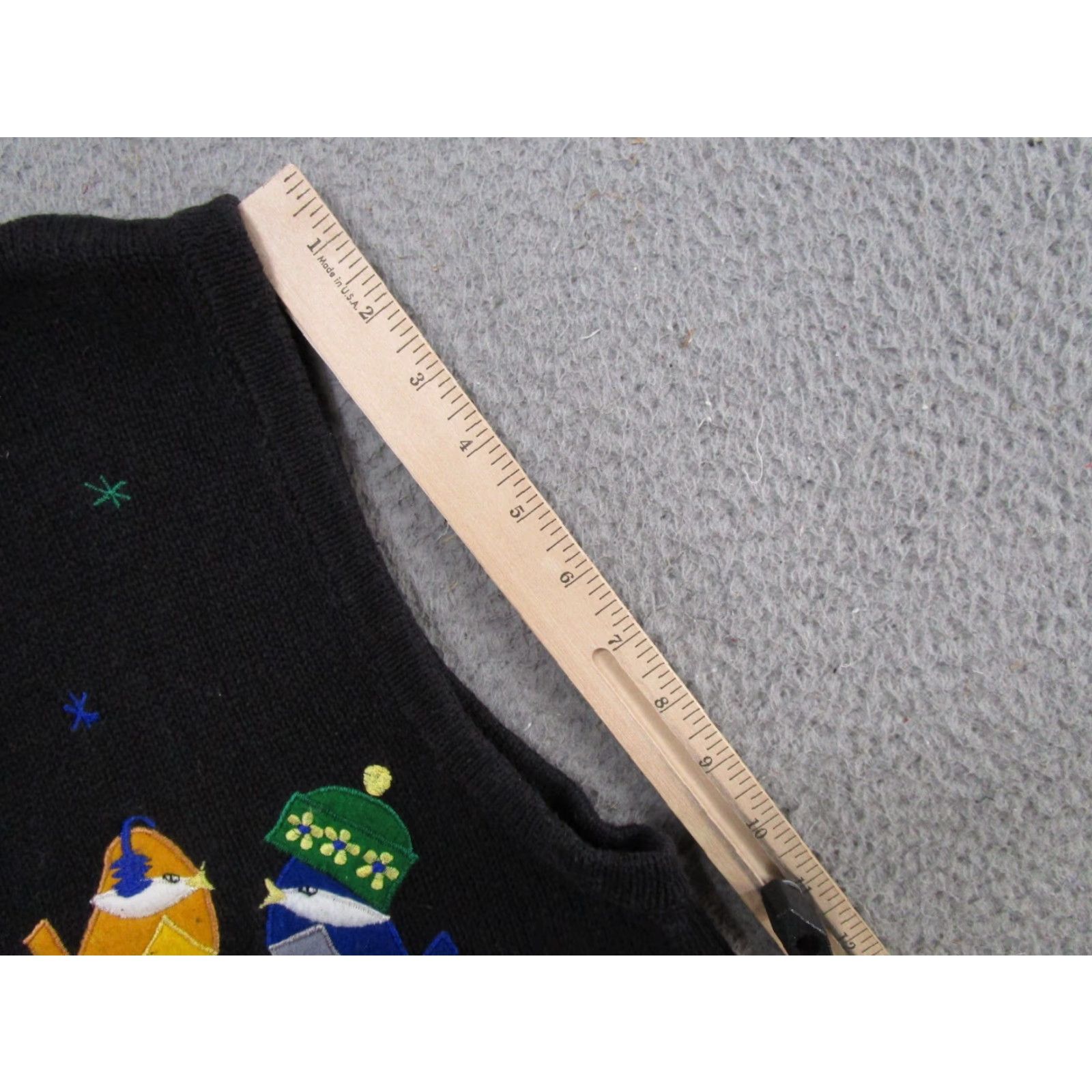 Vintage Vintage Bobbie Brooks Vest Embroidered Birds Winter Sweater Size 16/18W Black Knit Cotton V-Neck Women’s Sleeveless Regular Size XXL / US 16-18 / IT 52-54 - 6 Thumbnail
