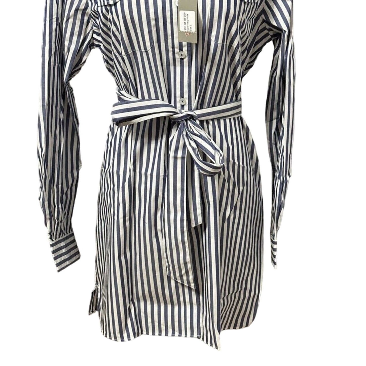 Other Pennington & Bailes Shirt Dress Navy Striped Belted Mini M Size M / US 6-8 / IT 42-44 - 3 Thumbnail