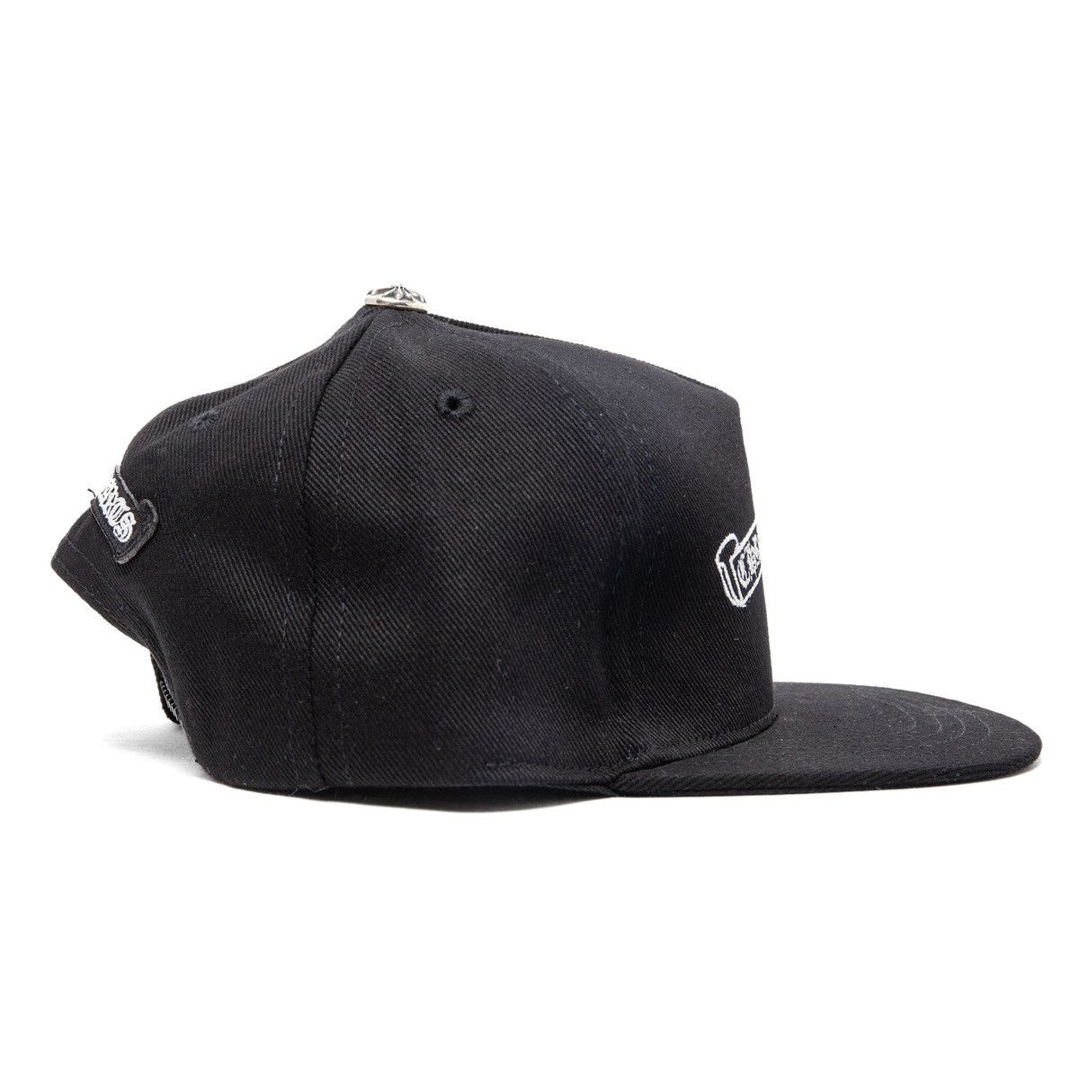 Chrome Hearts Embroidered Scroll Logo Baseball Hat Black White Size ONE SIZE - 3 Thumbnail
