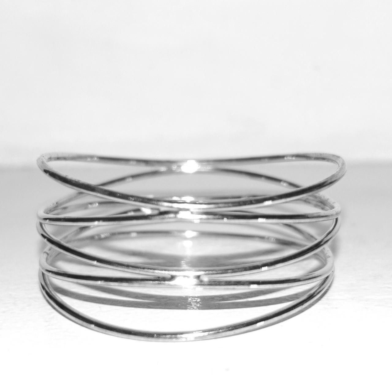 Vintage Silver tone 5 Strand Bracelet Size ONE SIZE - 4 Thumbnail