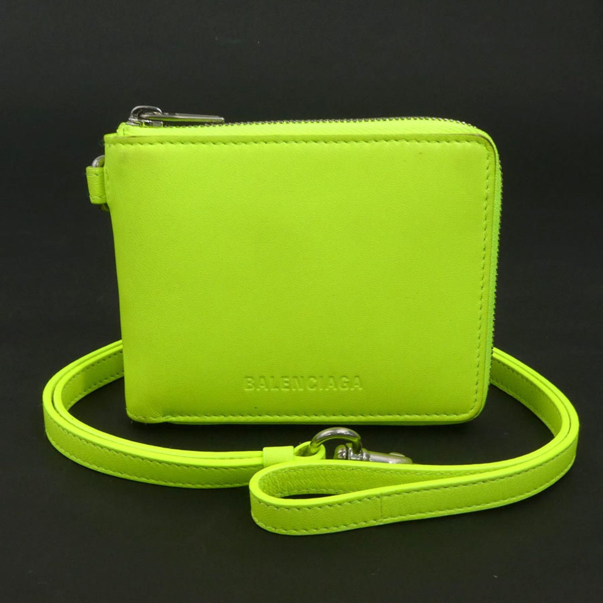 Balenciaga Balenciaga Bi-fold Wallet Leather Neon Yellow Men's Women's 659224 r11142a Size ONE SIZE - 1 Thumbnail
