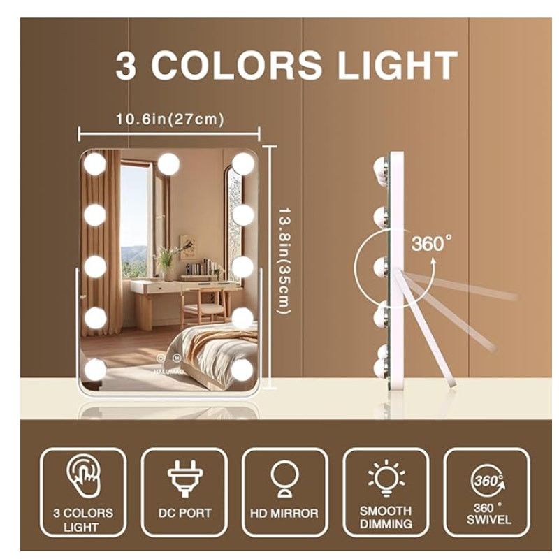 The Unbranded Brand 13.9" x 10.7" Vanity/Makeup Mirror 11 Dimmable LED Bulbs Size ONE SIZE - 2 Thumbnail