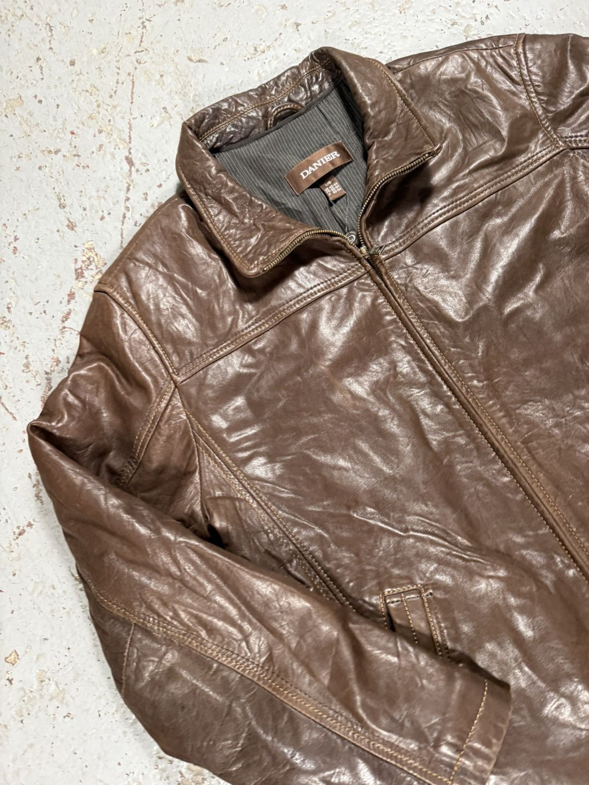 Danier Vintage Danier Faded Classic Leather Brown Jacket Size US L / EU 52-54 / 3 - 3 Thumbnail