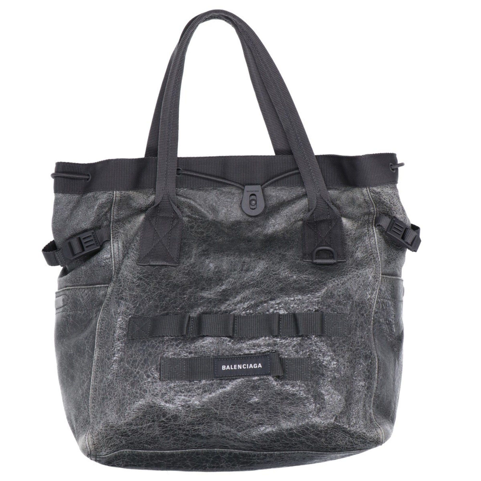 image of Balenciaga 644040 Army Leather Tote Bag Grey Men's