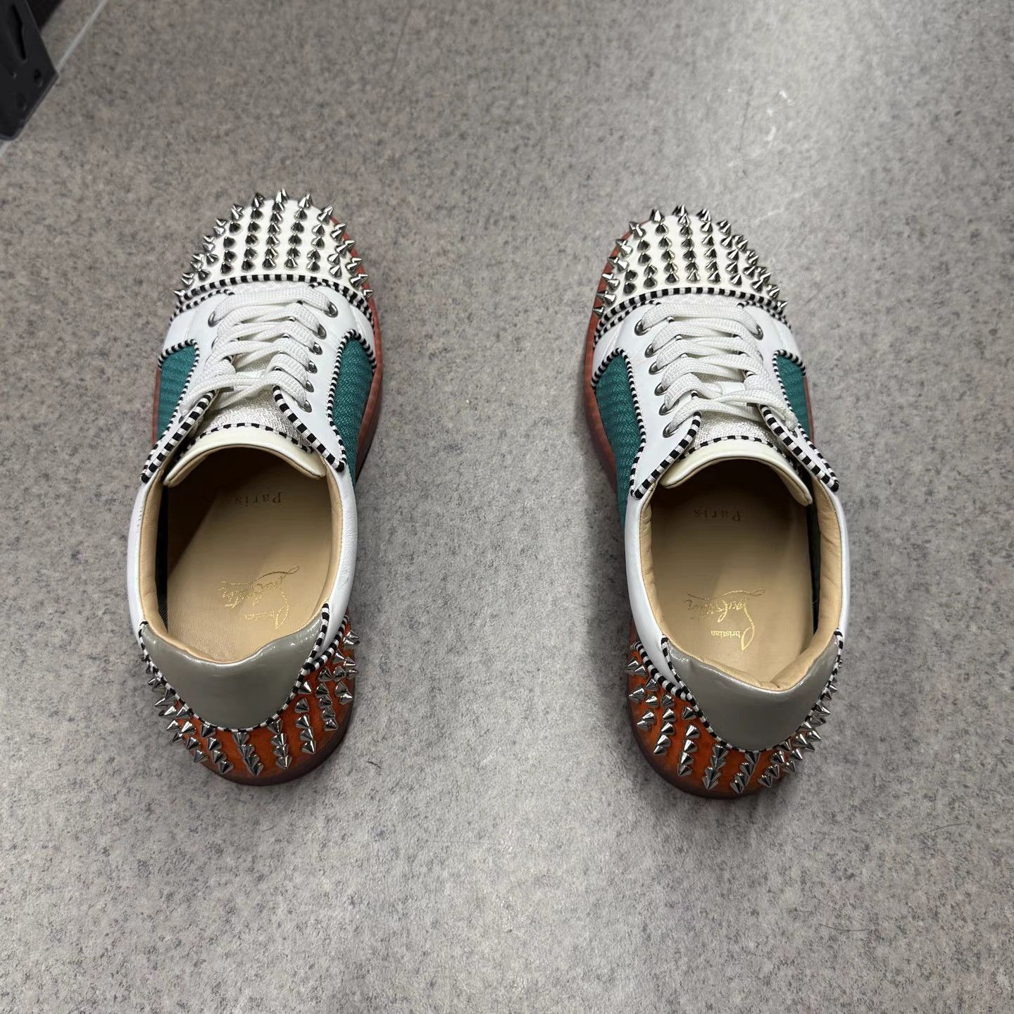 Christian Louboutin Christian Louboutin Colorblock Studded Red-Sole Sneakers K15 Size US 7.5 / EU 40-41 - 8 Thumbnail
