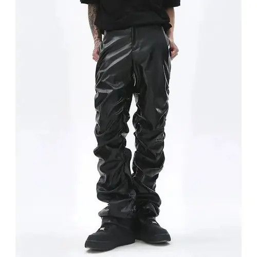 VIBE Loose Ruched Casual PU Leather Pant Size US 32 / EU 48 - 2 Thumbnail