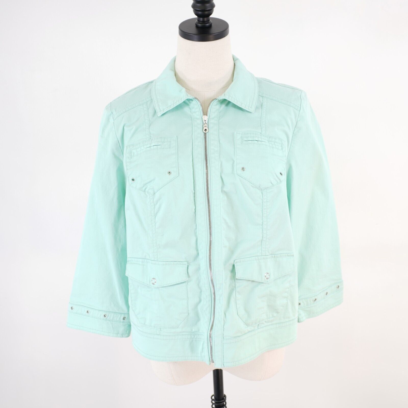 Chicos Chico's Size 1 Seafoam Green Full Zip Collared Jacket Waist Size XS / US 0-2 / IT 36-38 - 1 Thumbnail