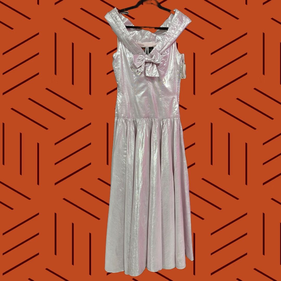 Vintage NWT TERENCE NOLDER Metallic Bow Dress Silver Solid Women Size 8 Tank Dress Sleeveless Midi Formal Party Wedding Bow Accent Size M / US 6-8 / IT 42-44 - 1 Thumbnail