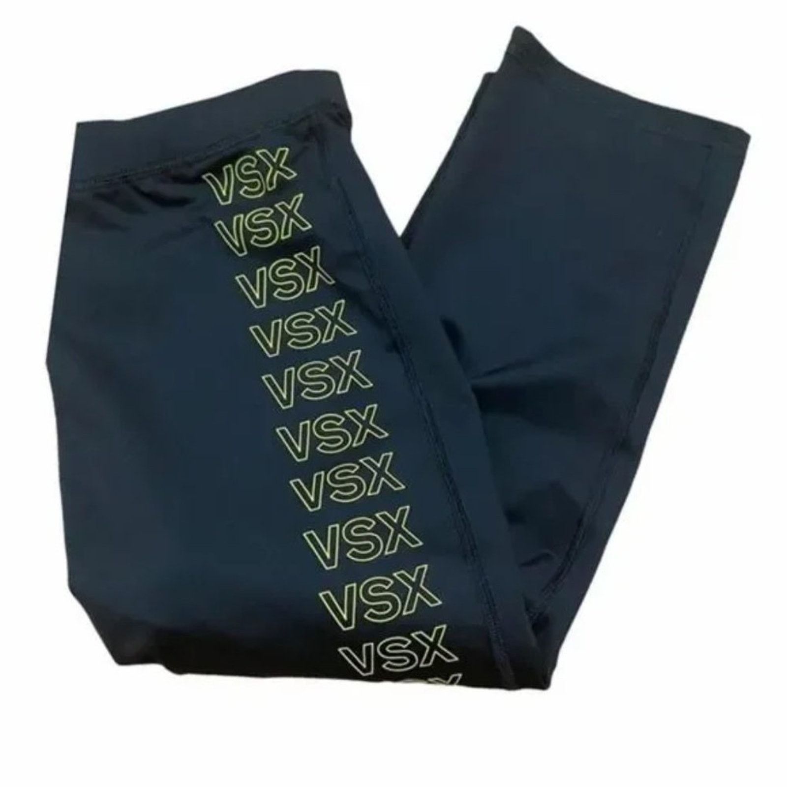 Victoria's Secret VICTORIA’S SECRET Black & Yellow Cropped Leggings Sz Sm Size 26" / US 2 / IT 38 - 3 Thumbnail