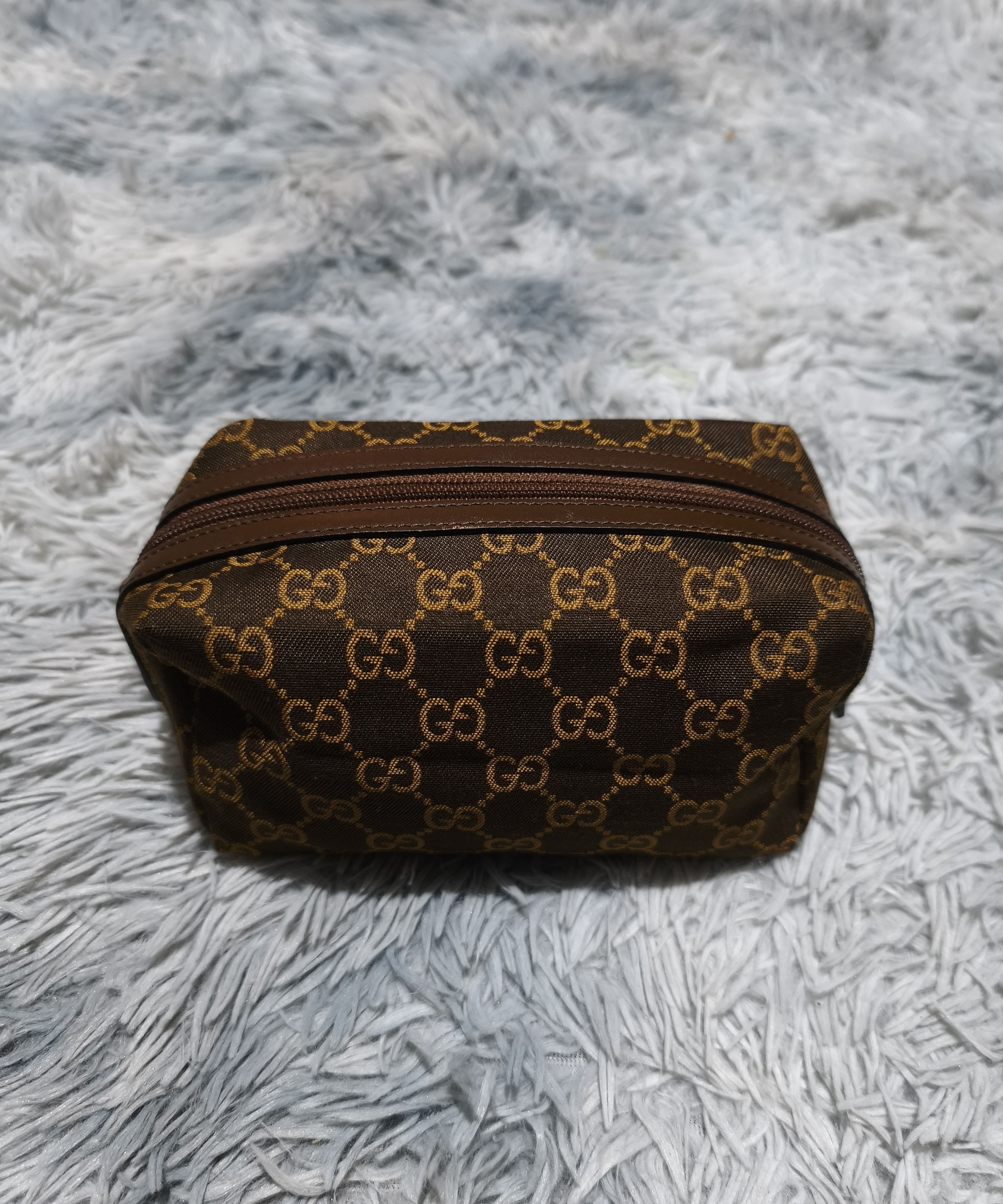 Gucci Vintage Gucci Brown GG Canvas Cosmetic Pouch Size ONE SIZE - 3 Thumbnail
