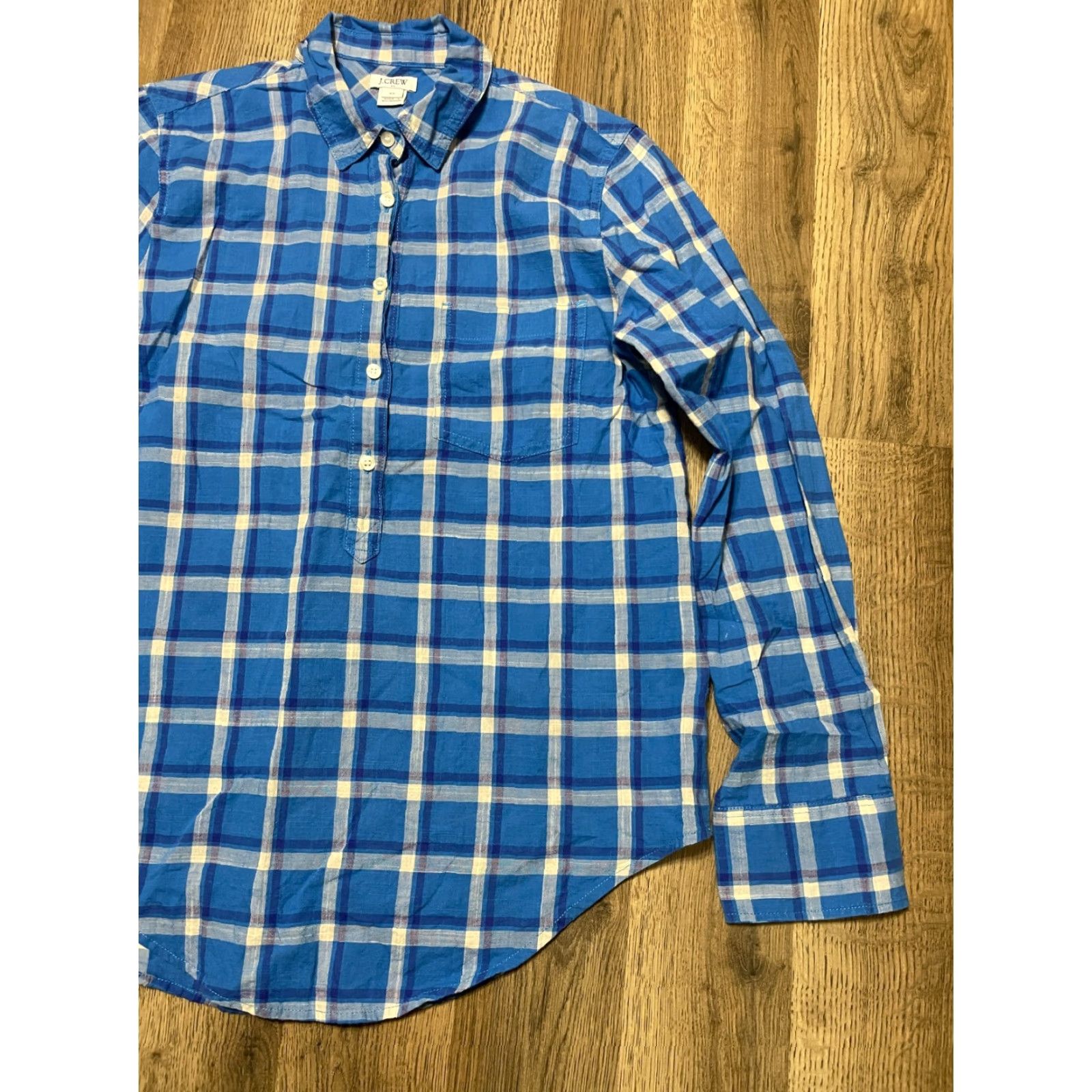 J.Crew J.CREW Shirt, Women's XS, Plaid, Button-Up, Long Sleeve, Blue, Casual, Regular, FALL SPRING SUMMER, Womens, Button-Up, Vintage: No Size XS / US 0-2 / IT 36-38 - 4 Thumbnail