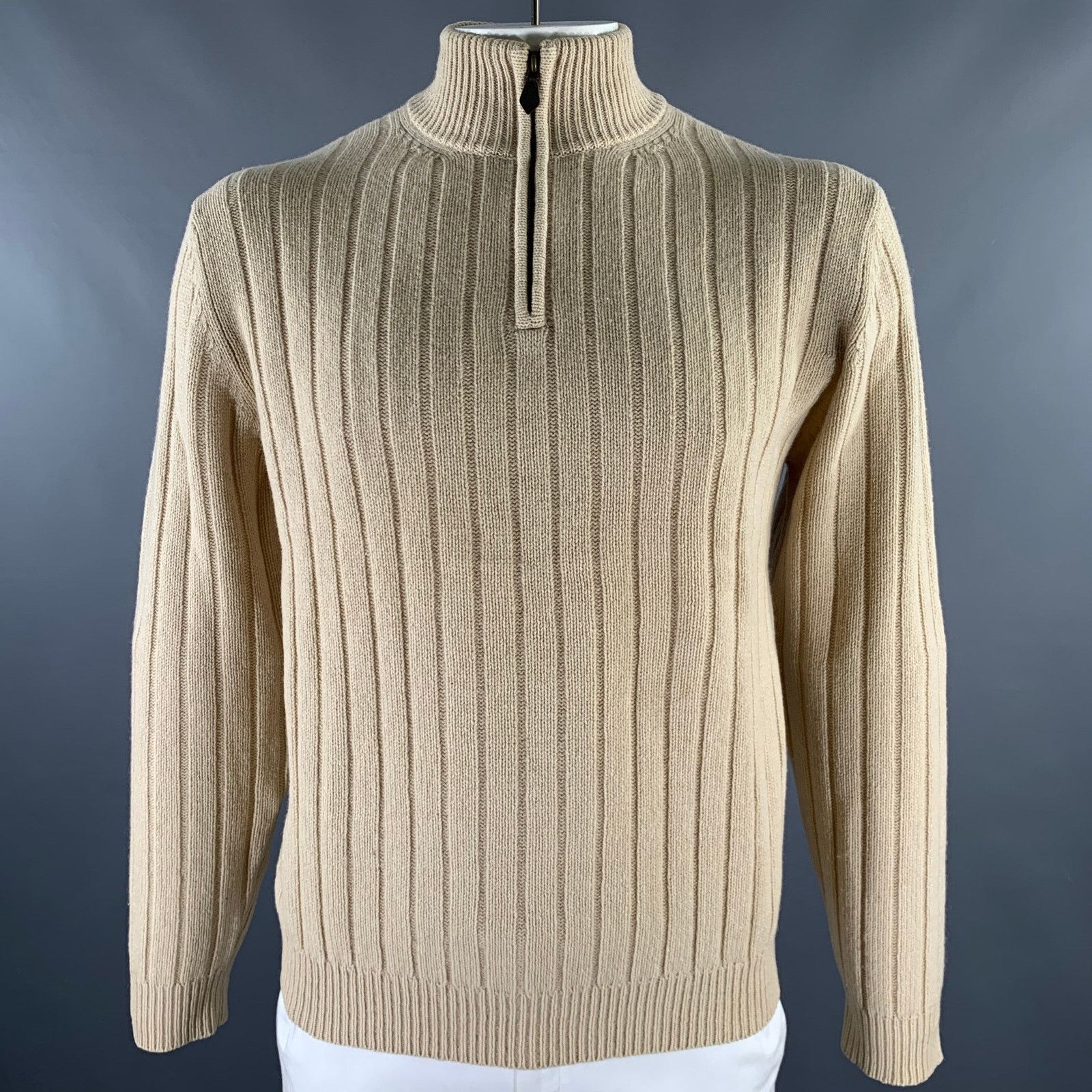 Brooks Brothers BROOKS BROTHERS Size L Cream Cable Wool Quarter Zip Sweater Size US L / EU 52-54 / 3 - 1 Thumbnail