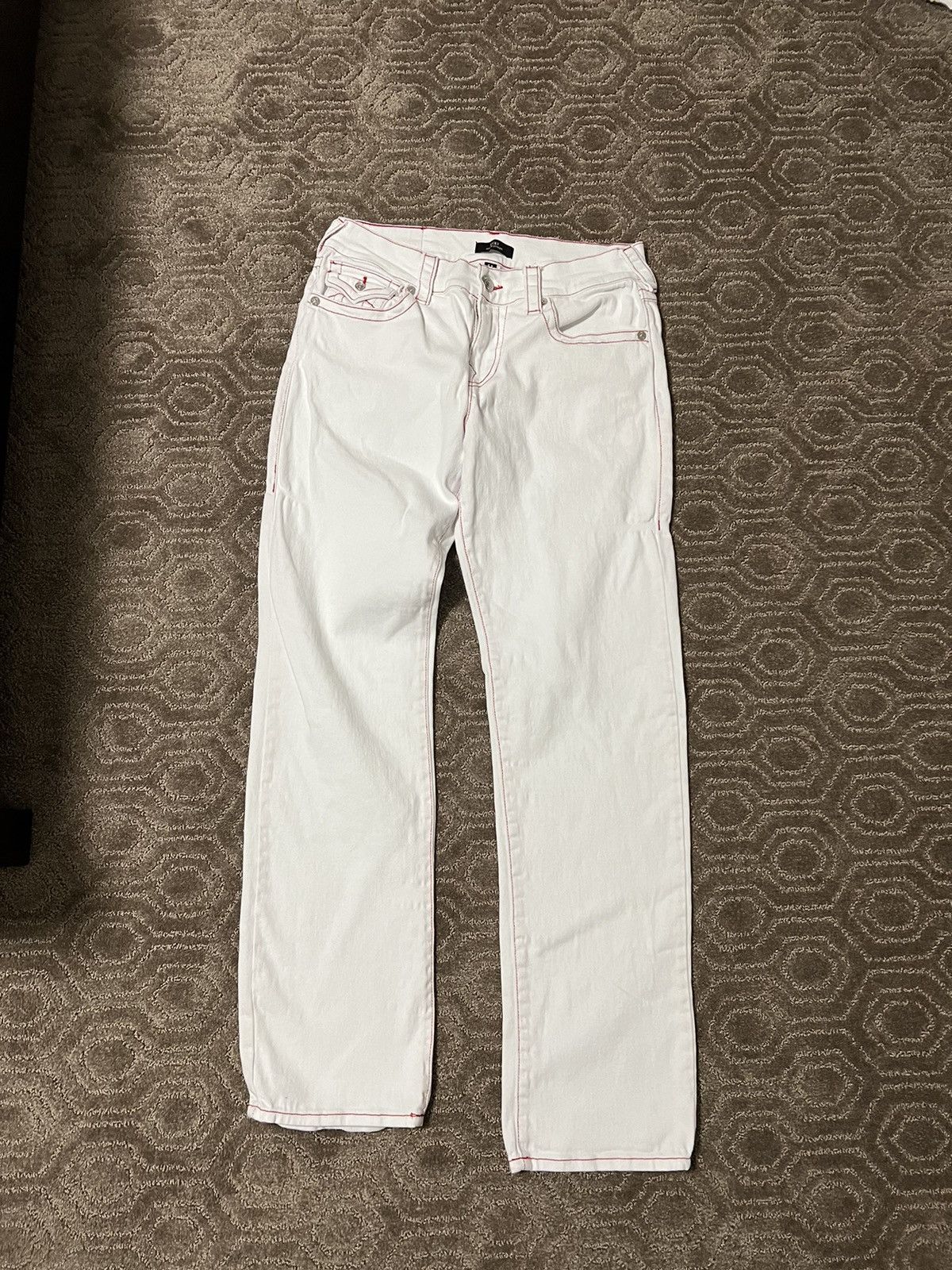 image of White True Religion “Ricky” Relaxed Straight Jeans, Men's (Size 30)