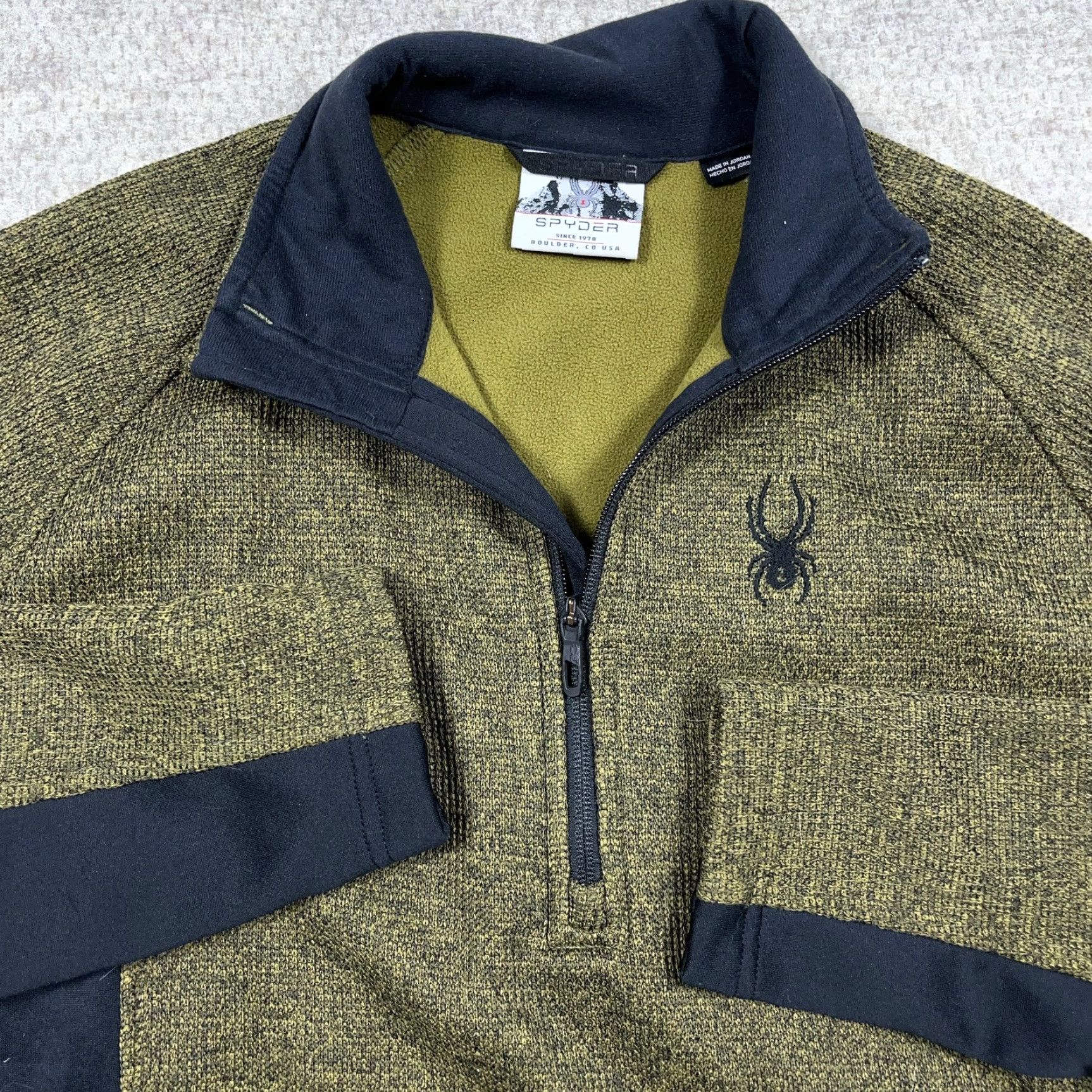 Spyder Spyder Sweater Men Medium Olive Green Pullover 1/4 Zip Thermal Knit Sweater Size US M / EU 48-50 / 2 - 2 Thumbnail
