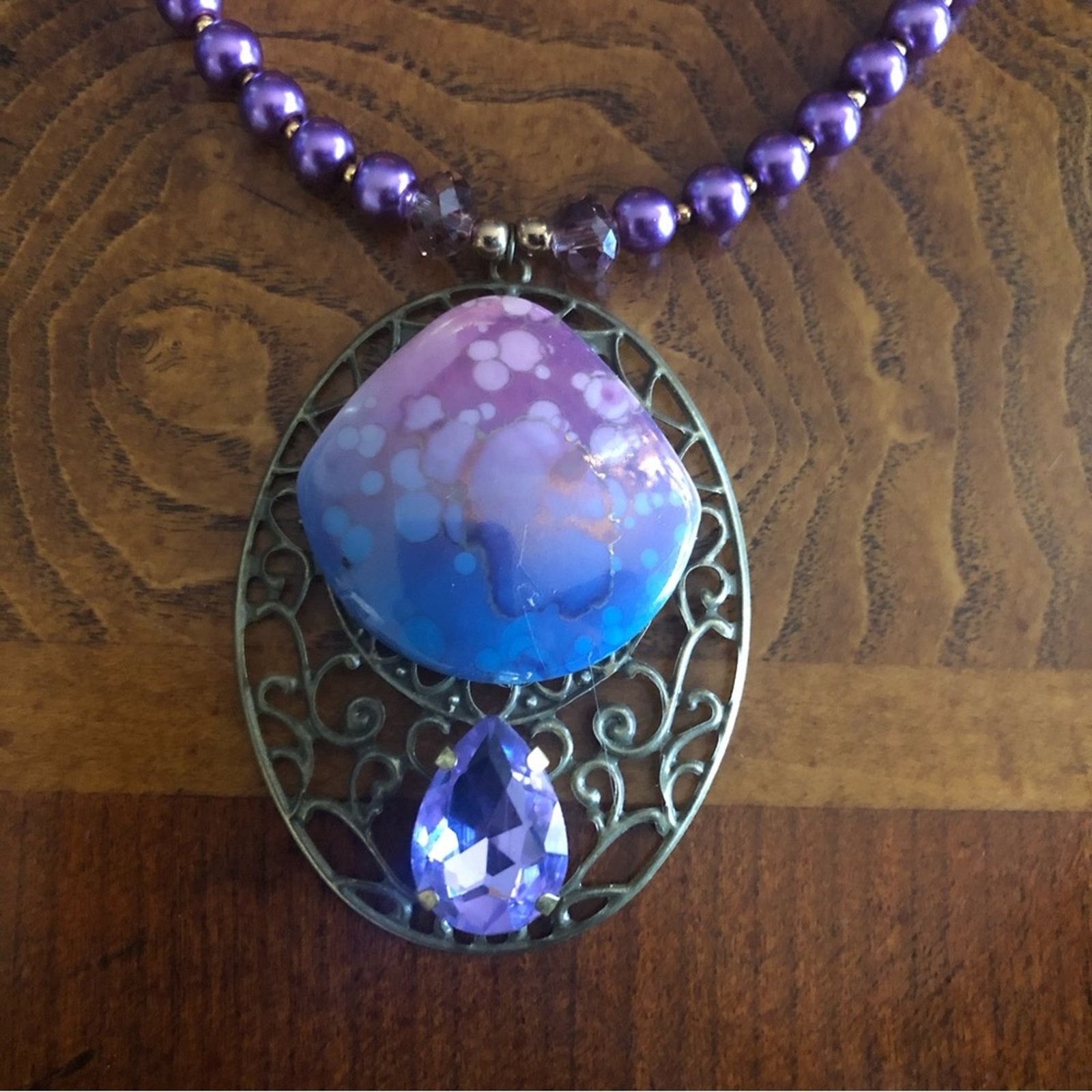 Handmade Handcrafted repurpose ombré porcelain Pearl necklace Size ONE SIZE - 11 Thumbnail