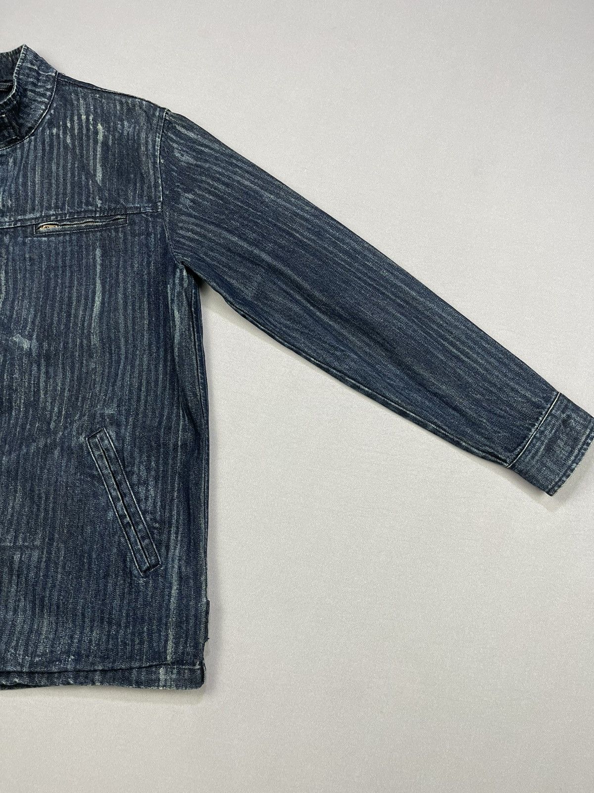 Japanese Brand PWPL STRIPPED DISTRESSED DENIM JACKETS Size US M / EU 48-50 / 2 - 7 Thumbnail