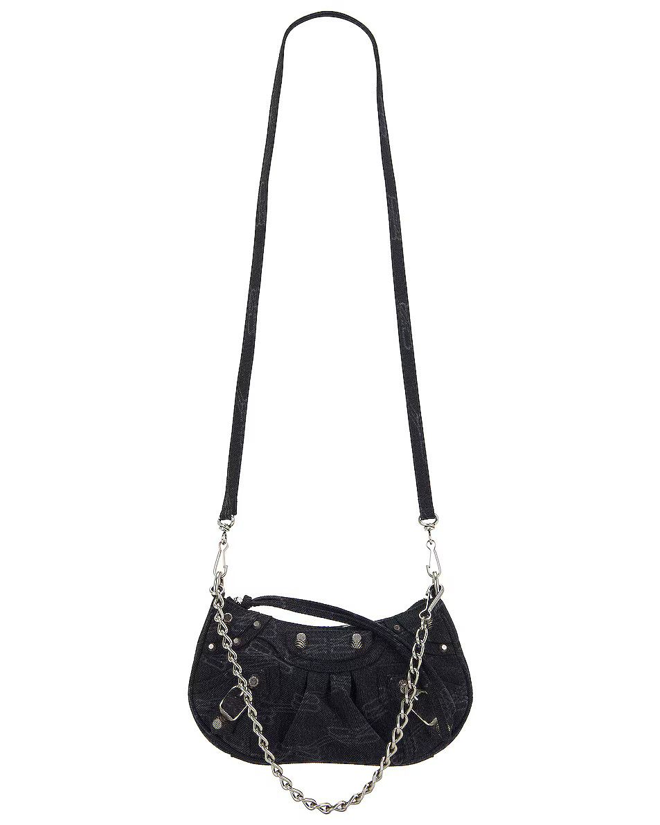 o1s1wg110624 Size: OS / Le Cagole Denim Mini Bag in Black