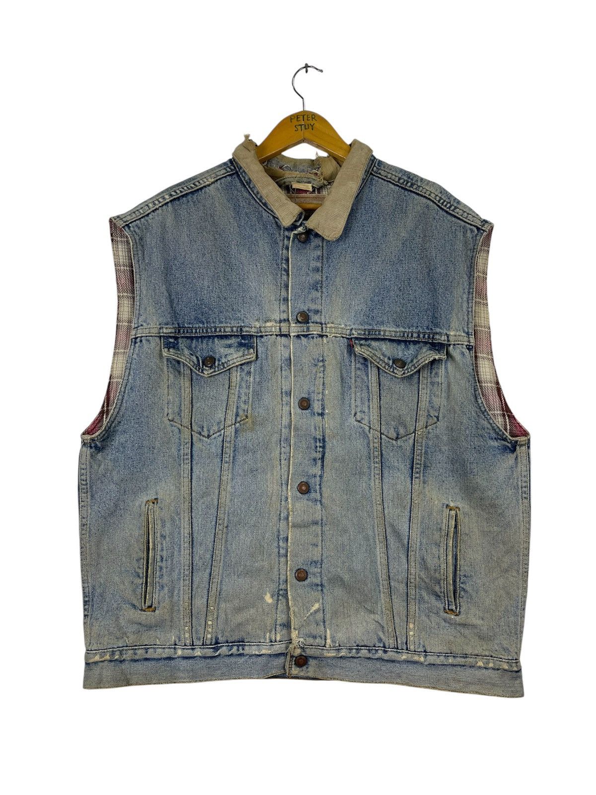 Levi's Vintage 80s Levi’s Distress Denim Sleeveless Size US L / EU 52-54 / 3 - 1 Thumbnail