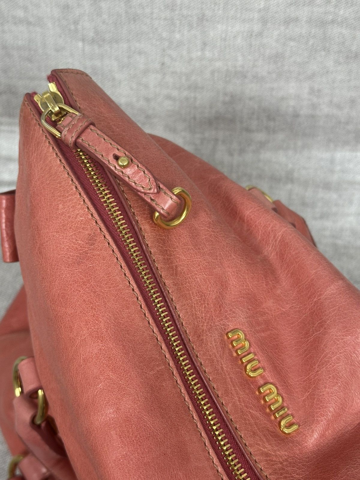 Miu Miu Miu Miu Vitello Lux Bow Bag — Coral Pink Leather — Size 26 Size ONE SIZE - 11 Thumbnail