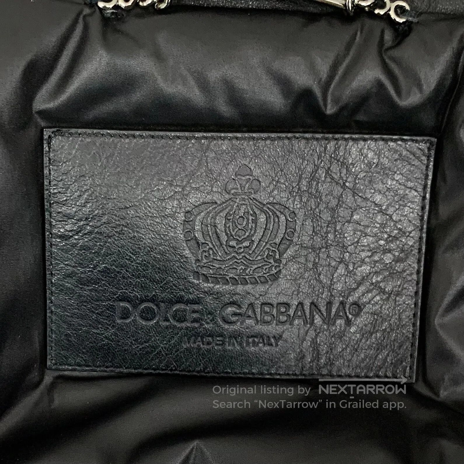 Dolce & Gabbana Dolce Gabbana Dark Blue Leather Zip Up Patch Round Neck Lo Size US M / EU 48-50 / 2 - 6 Thumbnail